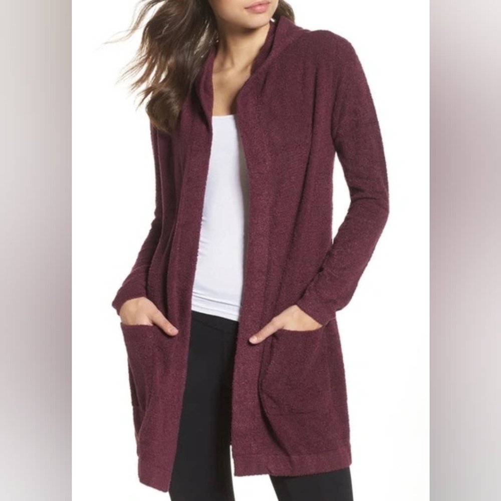 Barefoot Dreams Burgundy Cozychic Lite Coastal Hooded Cardigan - Women's XS/S